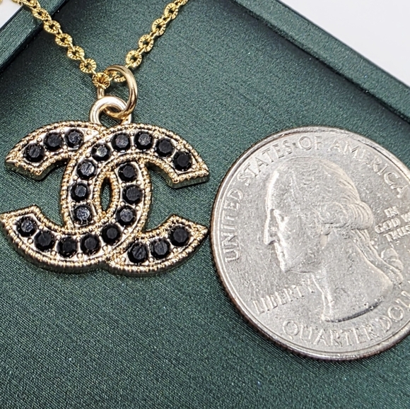 CHANEL Black & Gold Double C Pendant Necklace – S925 Gold Over Sterling Silver - Picture 3 of 4